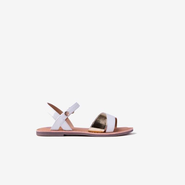 Sandalia con velcro en blanco y dorada de la marca Gioseppo