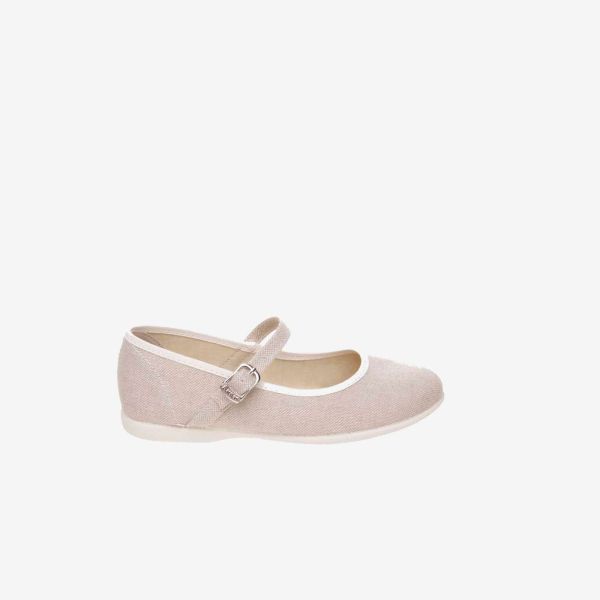 Mercedes de lona en beige con hebilla.