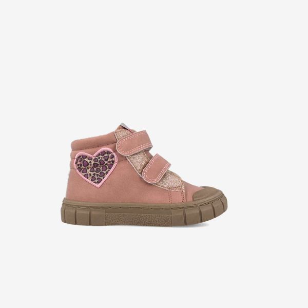 Botin rosa corazon leopardo niña de Garvalin barefoot.