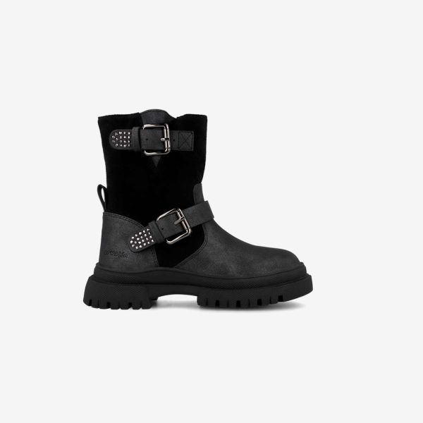 Bota Chelsea negra toque glitter en la hebilla.