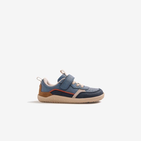 Zapato sport Gioseppo barefoot niño marino con velcro y cordon elastico.