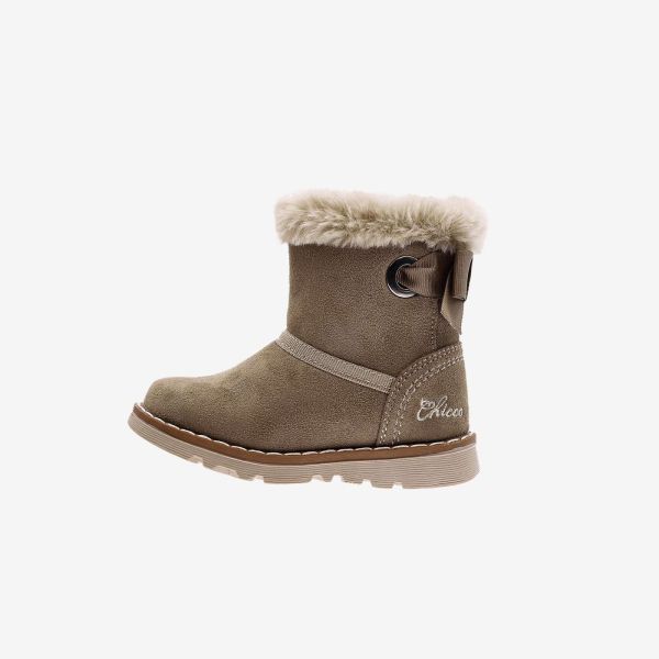 Bota niña Chicco beige con pelo y lazo trasero