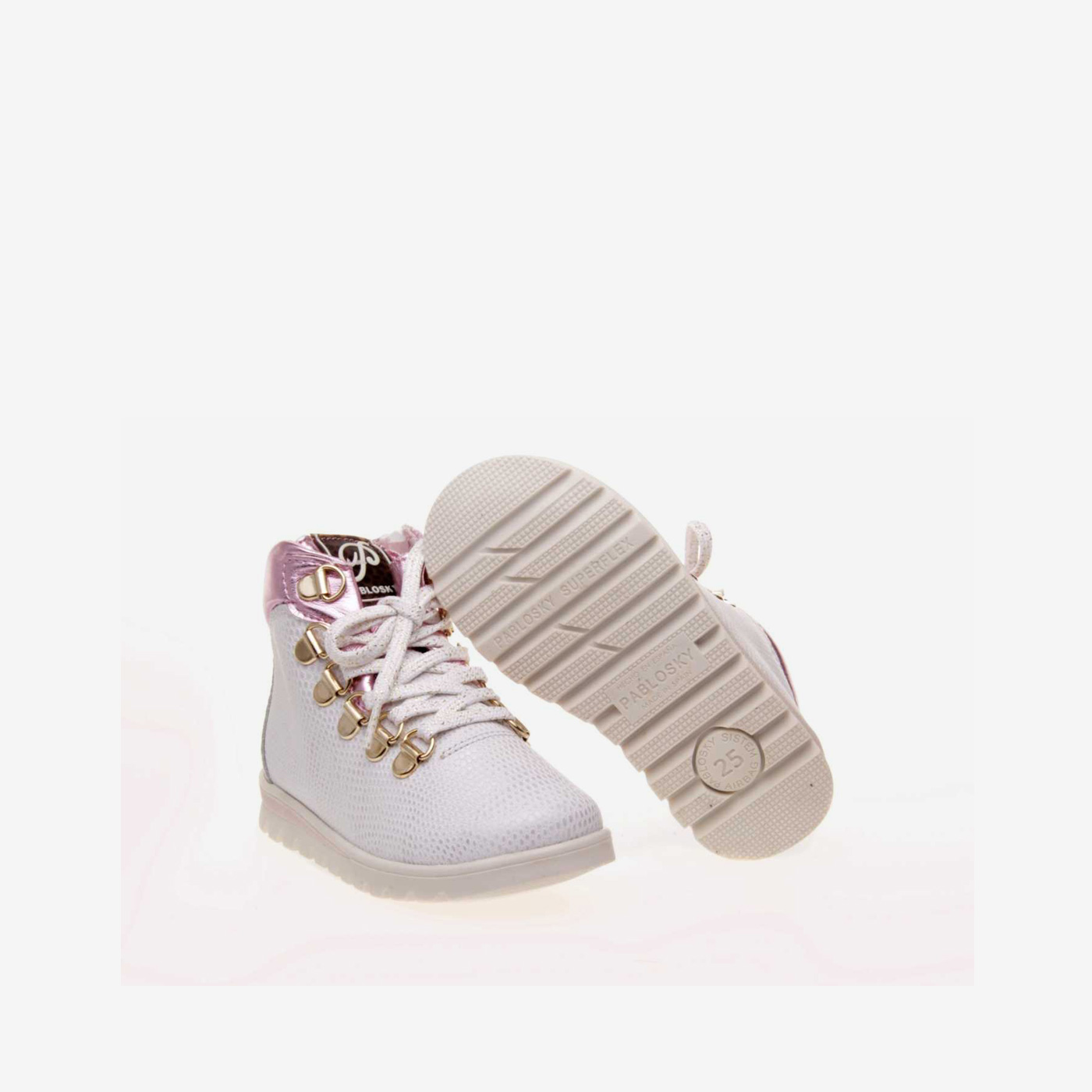 Bota de niña Pablosky metalizada con cordón y cremallera