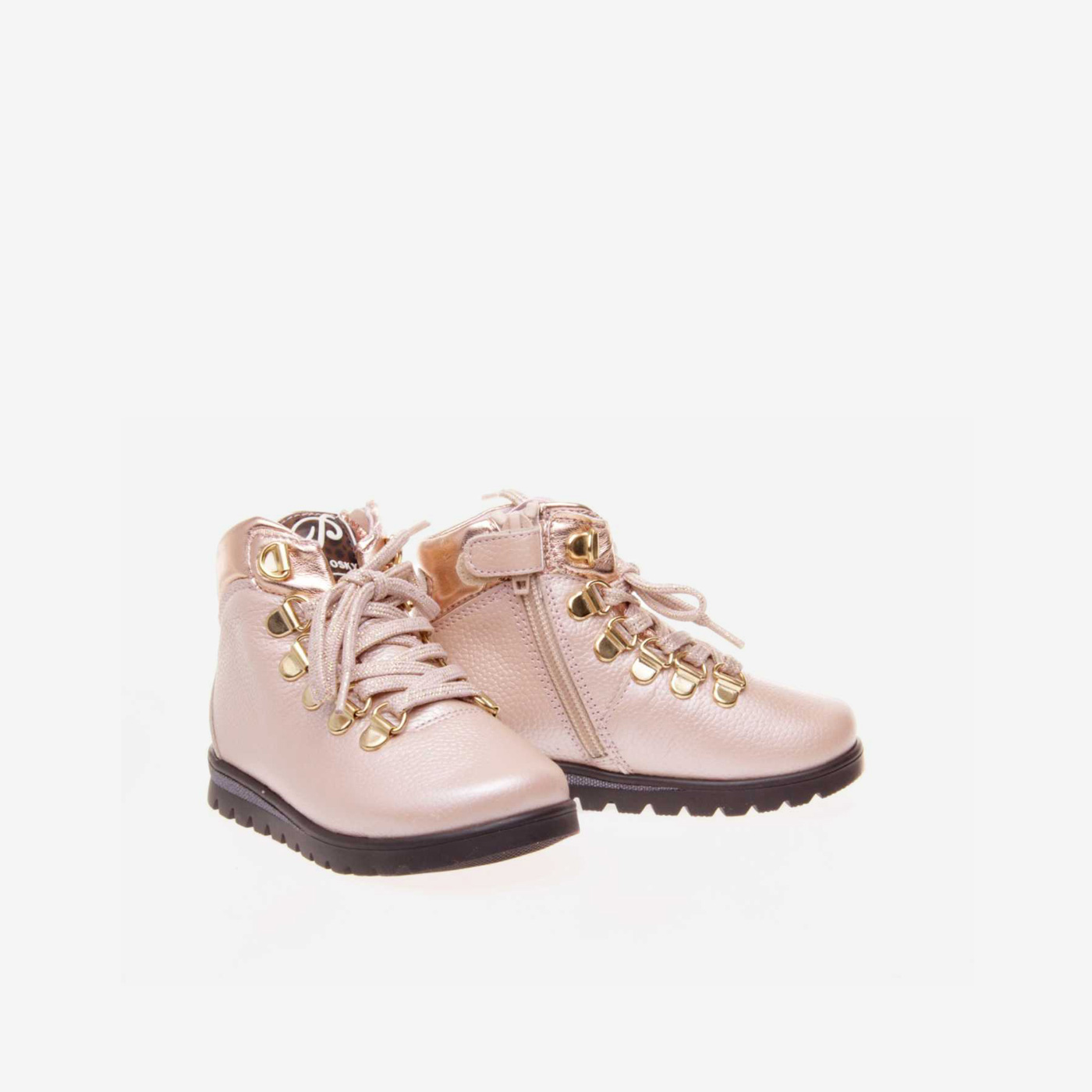 Bota de niña Pablosky metalizada con cordón y cremallera