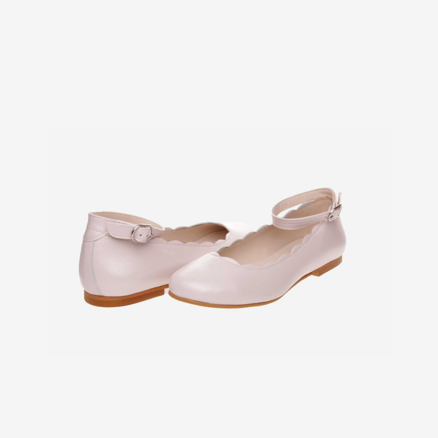 Zapato tipo mercedes en piel, tono rosado nacarado