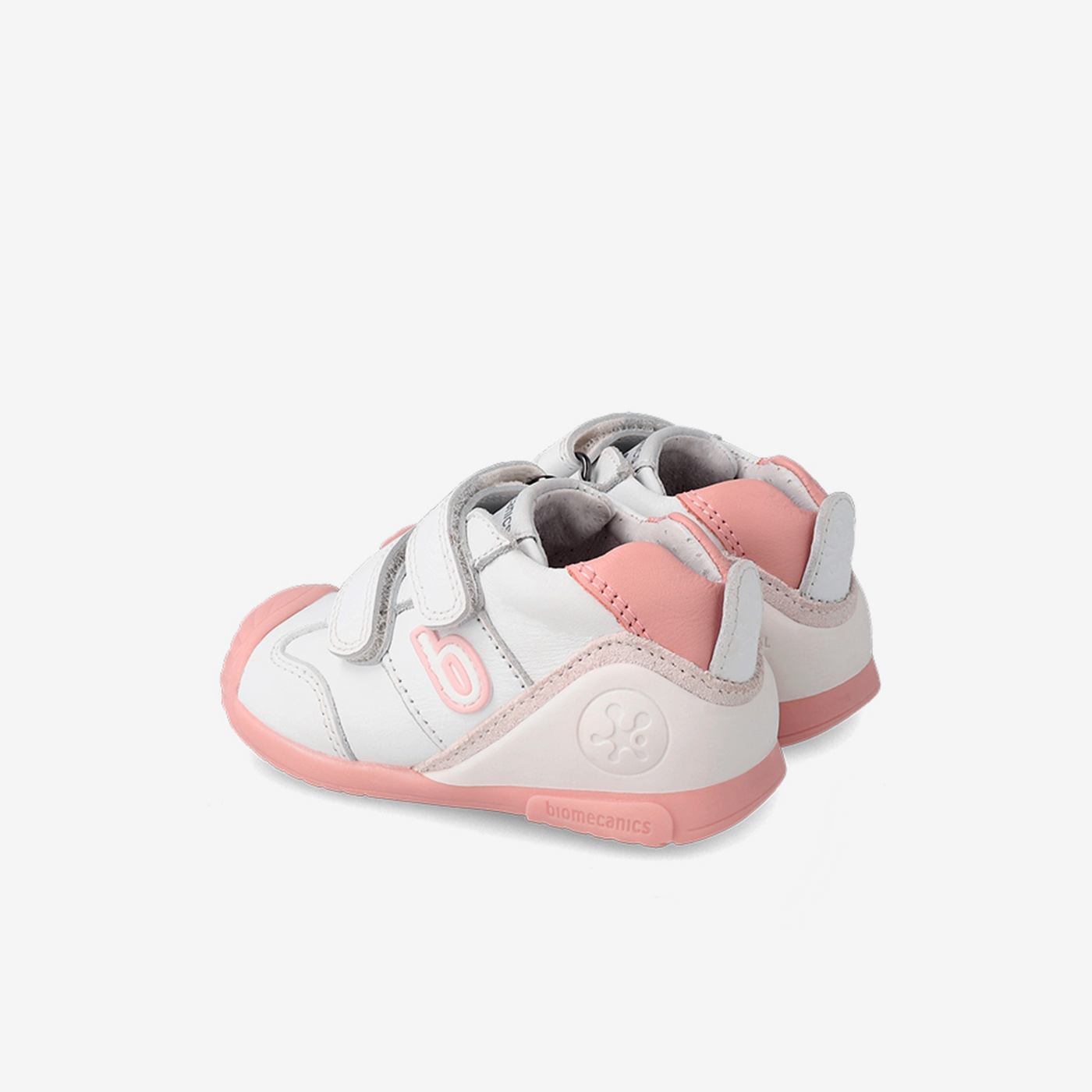 Deportivo primeros pasos niña Biomecanics blanco y rosa con velcro