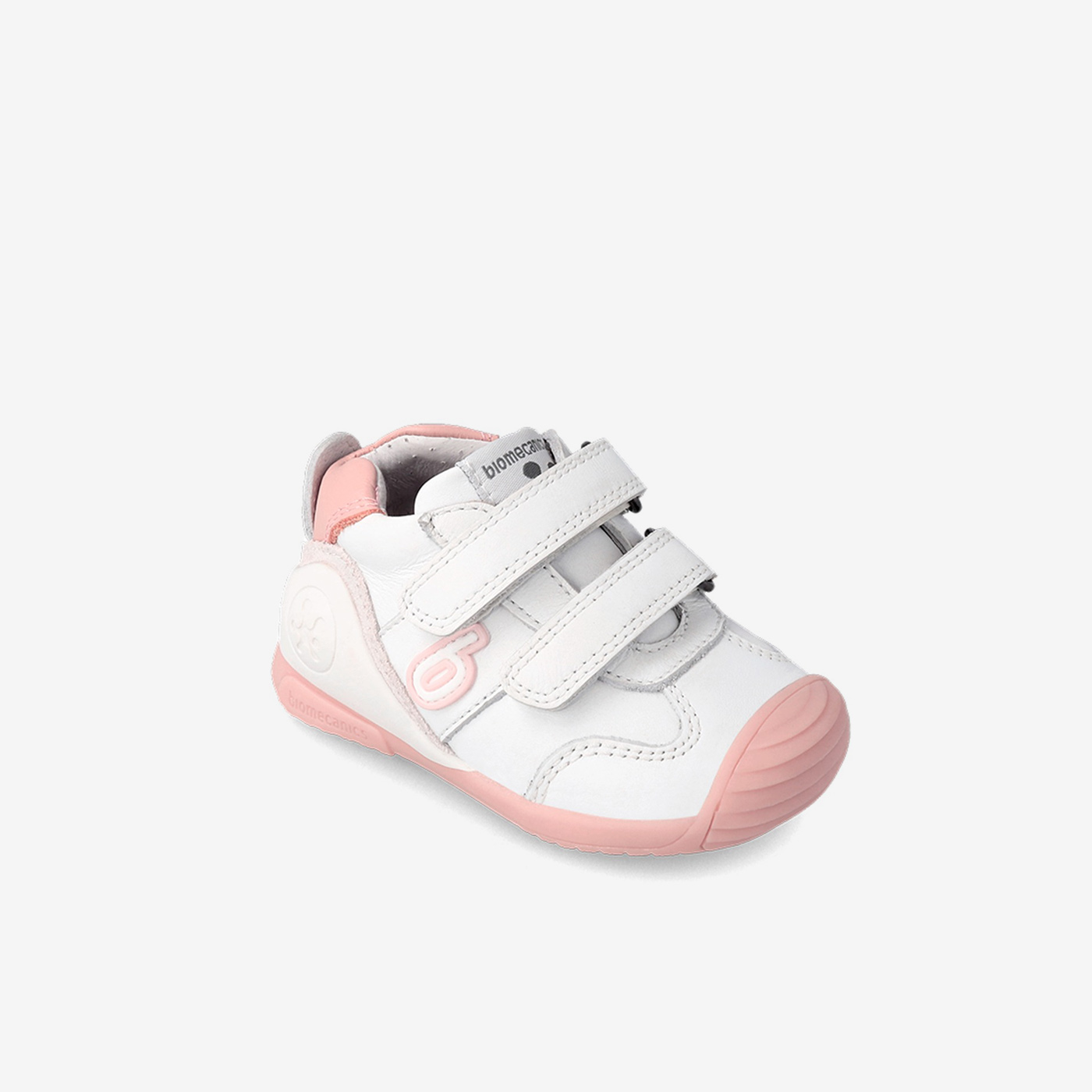 Deportivo primeros pasos niña Biomecanics blanco y rosa con velcro