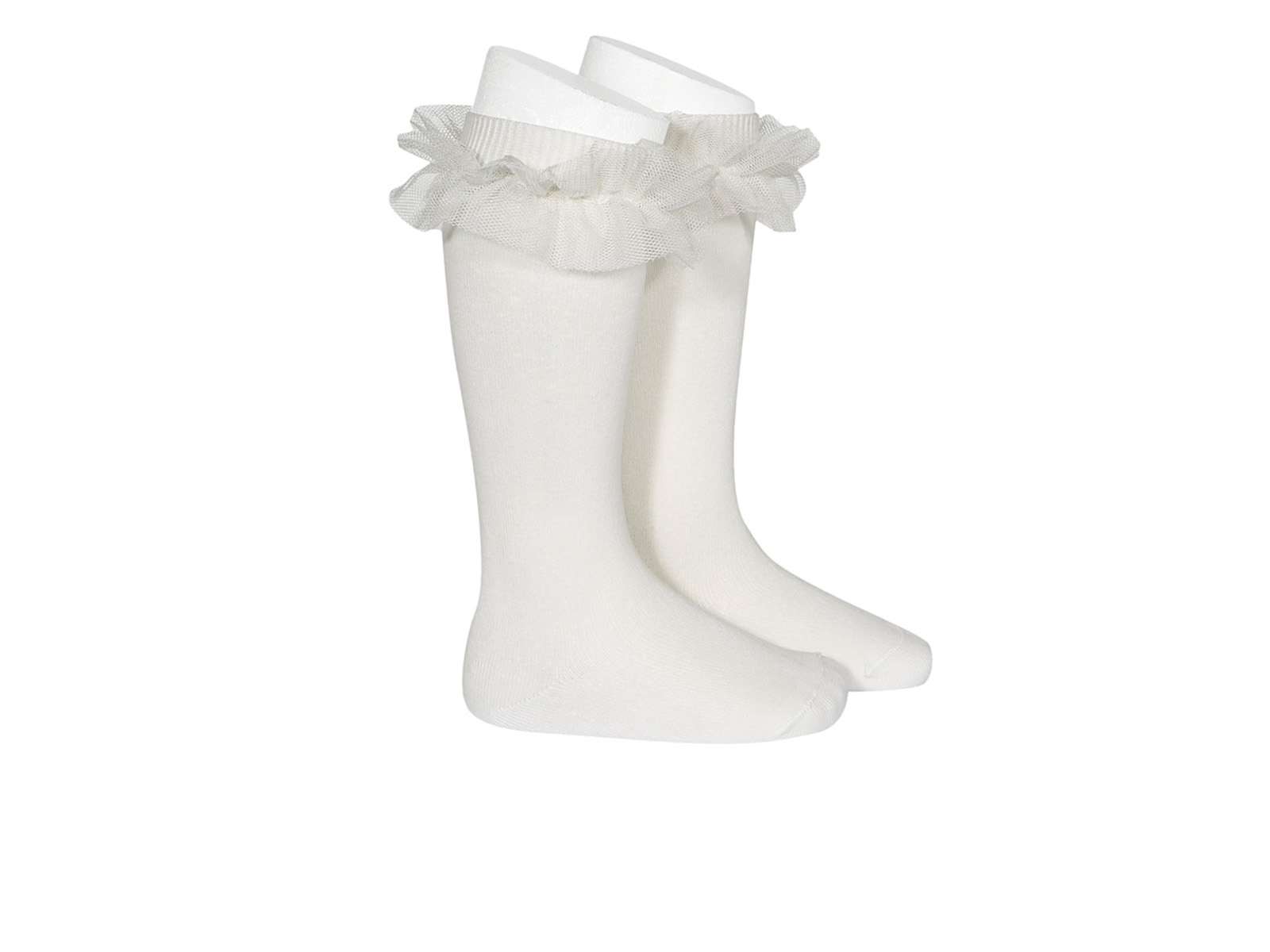 Calcetines Altos Beige con Tul para niña