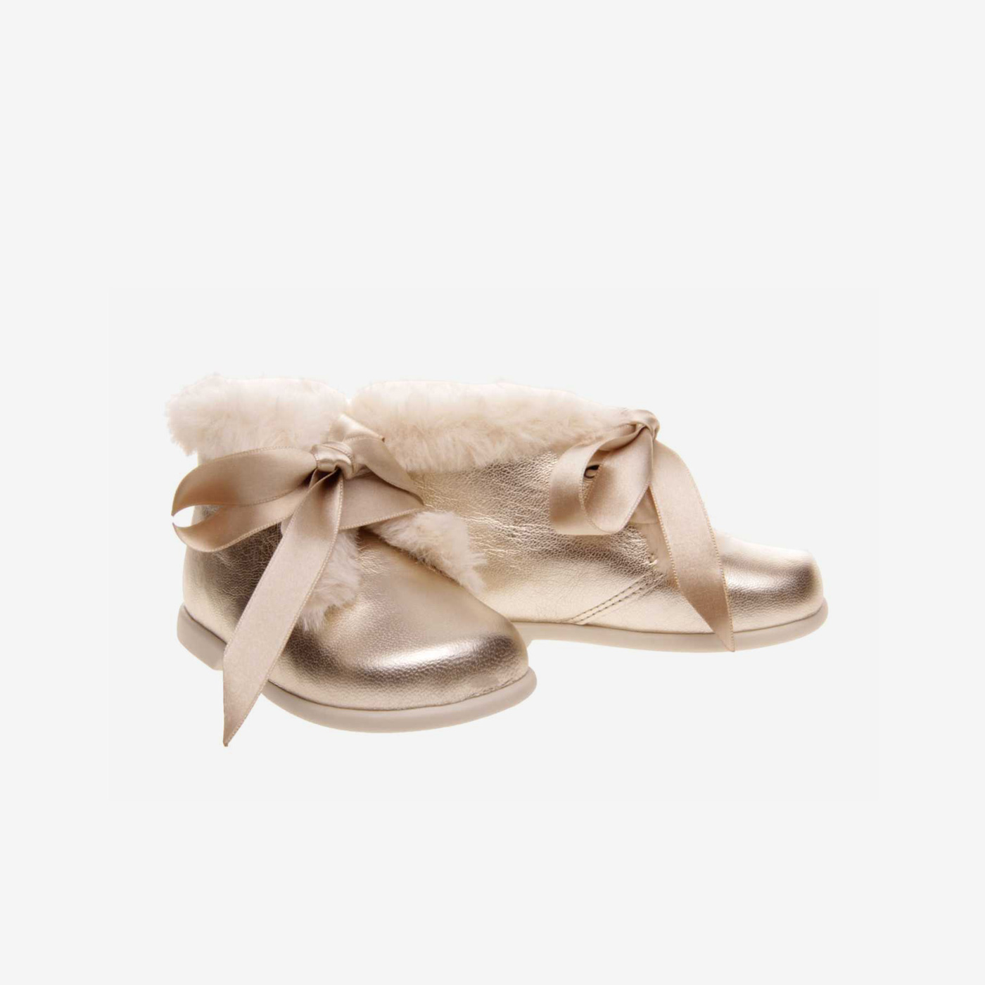 Bota niña primeros pasos metalizada con cordón