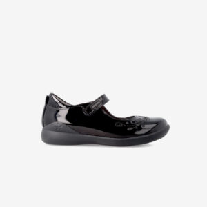 Biomecanics Merceditas escolares de charol negro con velcro. Suaves, seguras y fáciles de limpiar. Elegancia y libertad para el día a día en el cole.