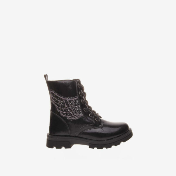 Bota niña Conguitos en color negro se ajustan con cordon y cremallera.
