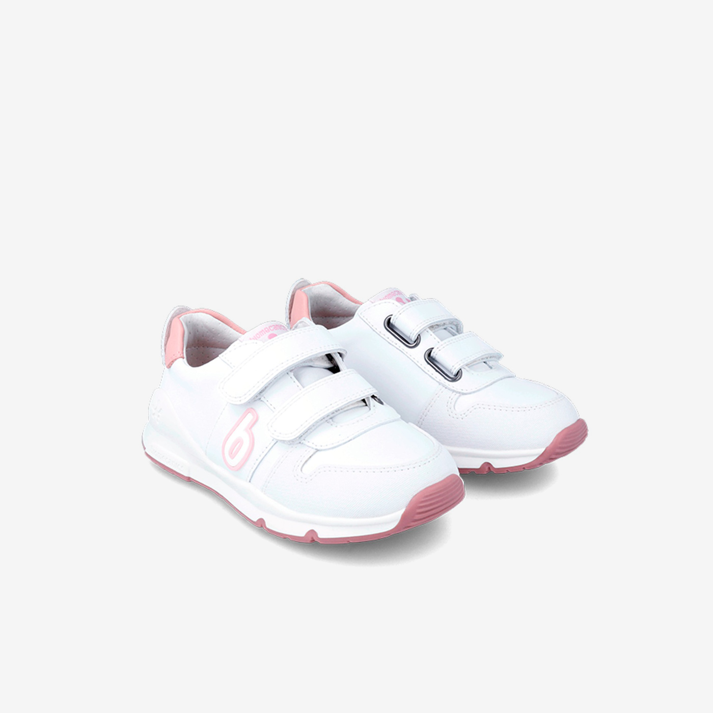 Deportiva blanca y rosa de Biomecanics para niña
