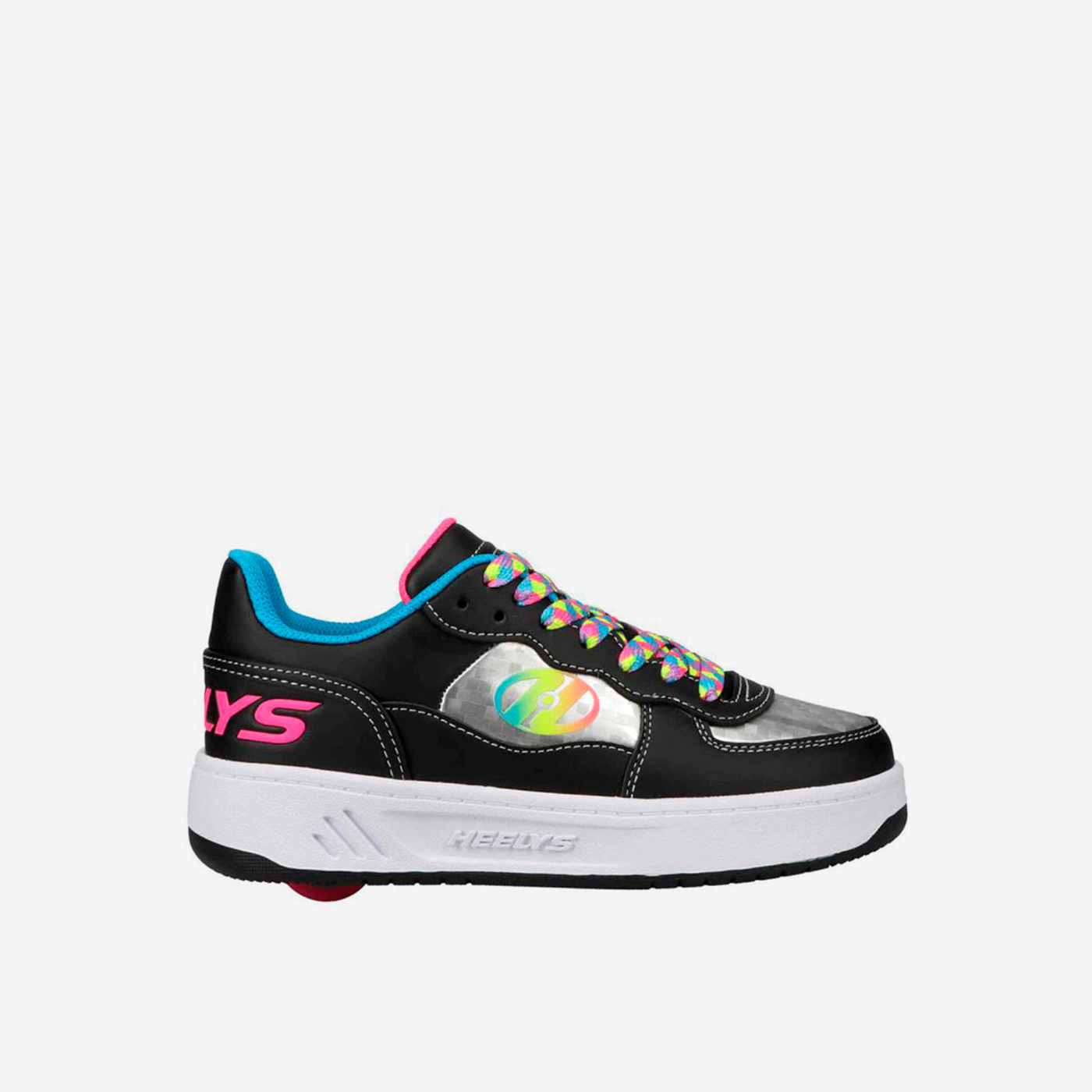 Heelys negras con rueda y cordones multicolor | Brilla rodando