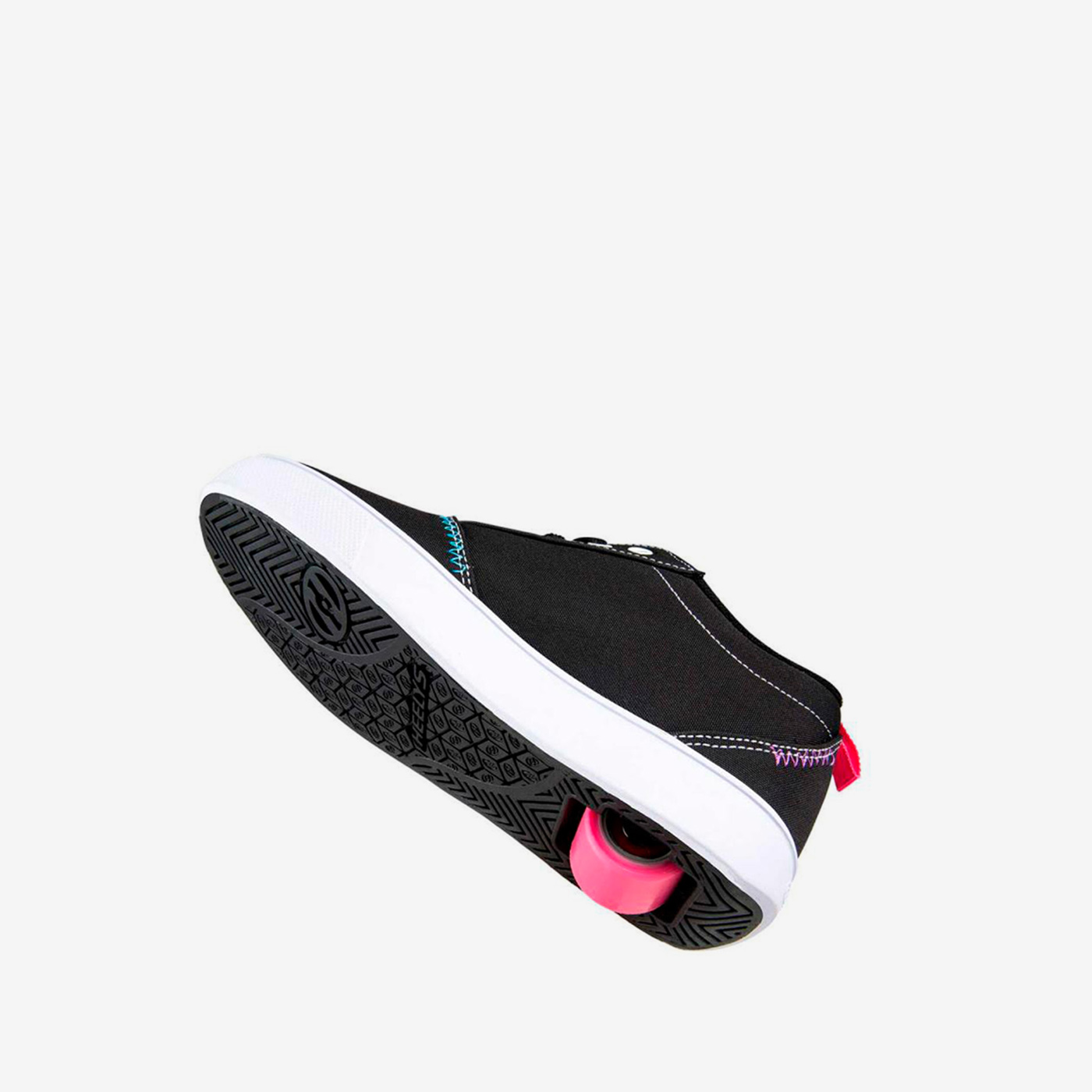 Heelys negras multicolor con ruedas y cordones.