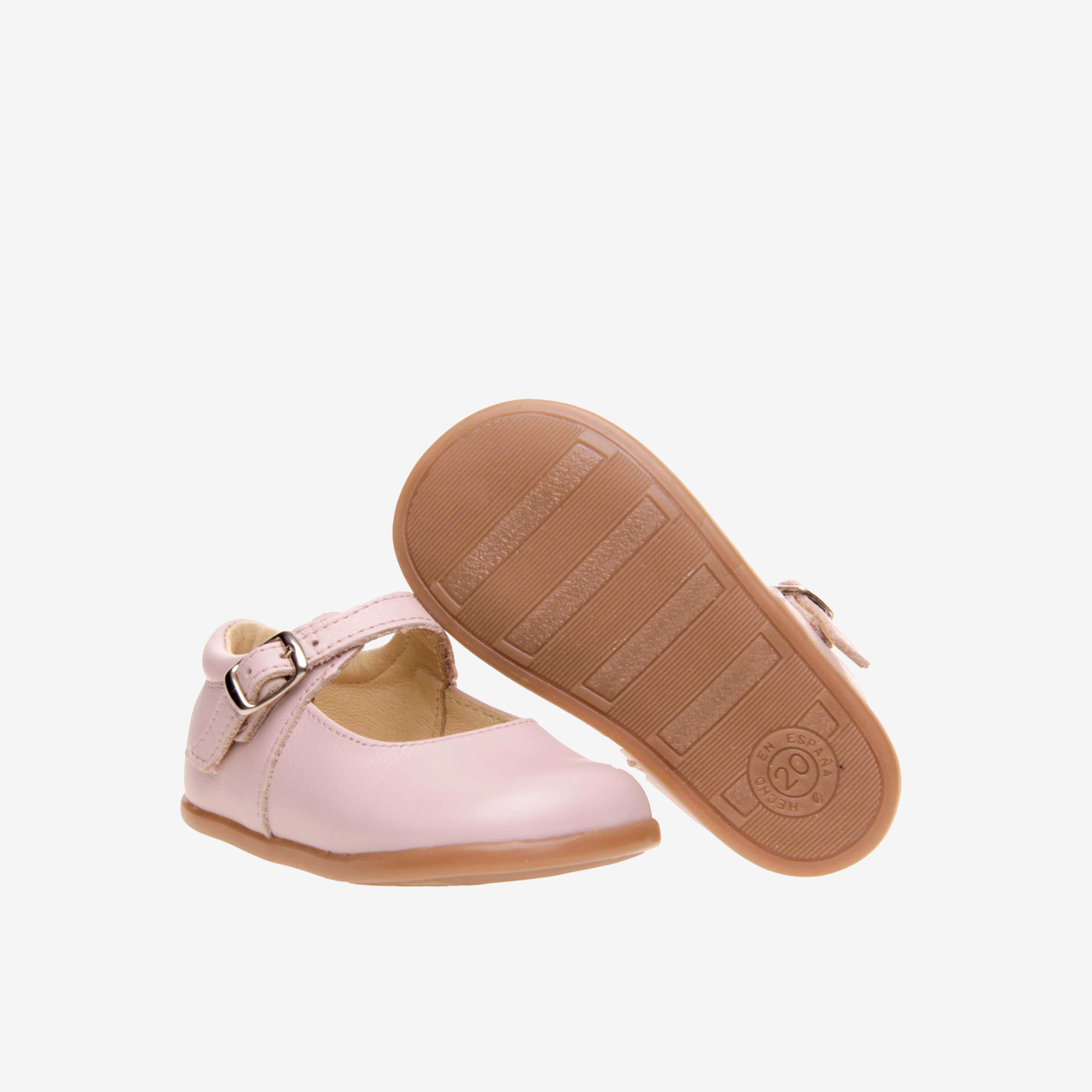 Merceditas rosa respetuosas con hebilla y suela flexible