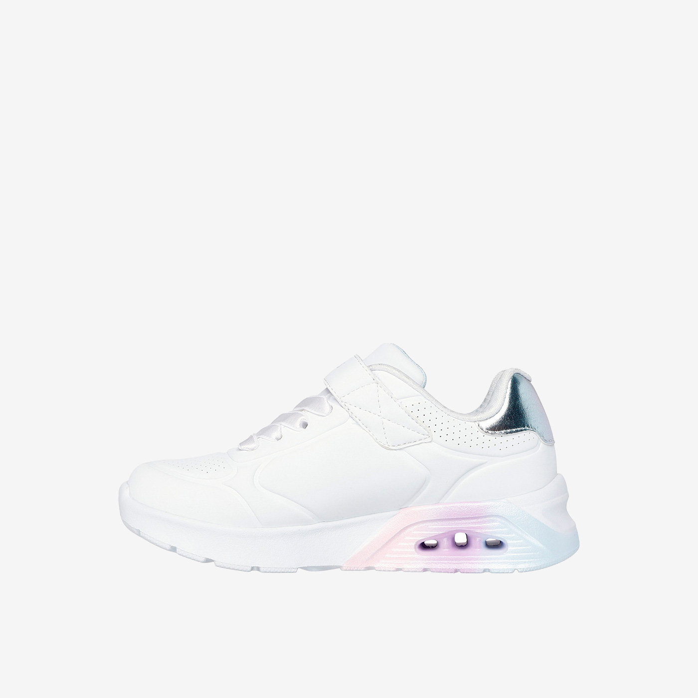 Skechers blancas niña, amortiguadas y fáciles de calzar