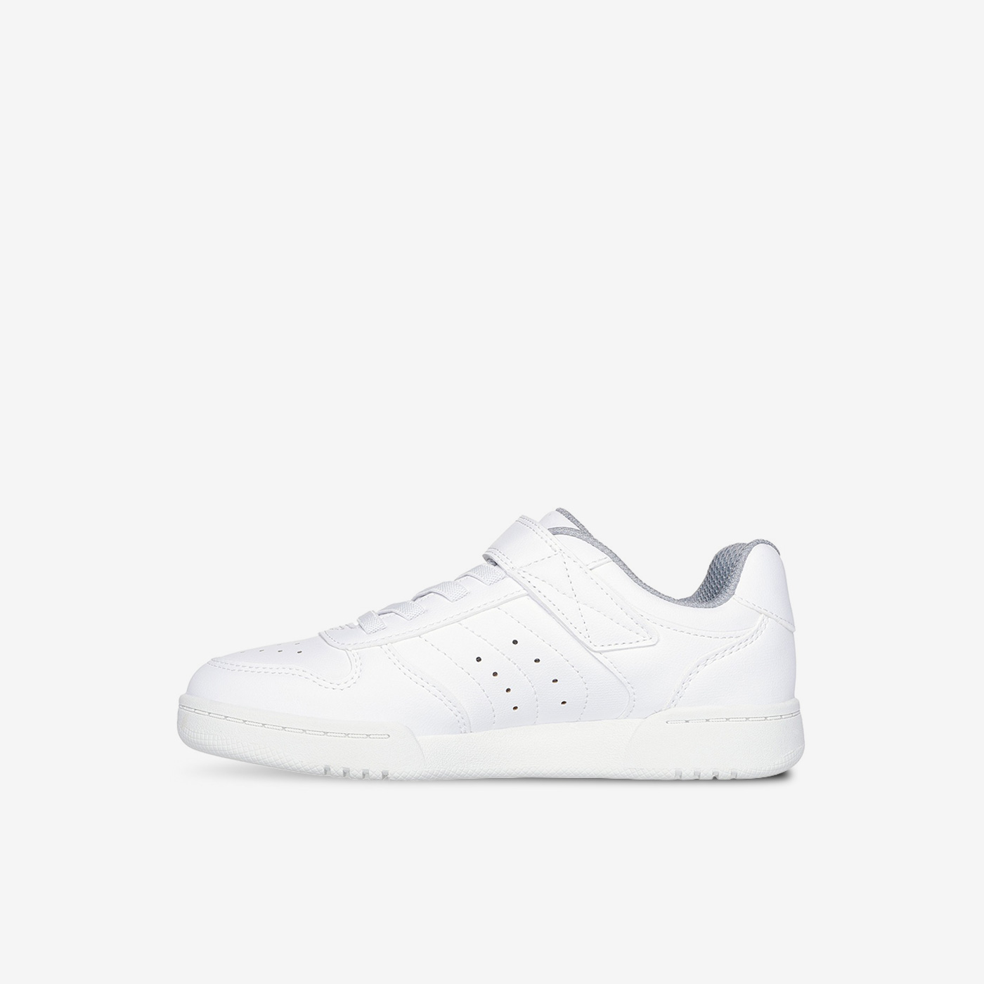 Zapatillas Skechers blanca, ligeras, cómodas y fáciles de poner.