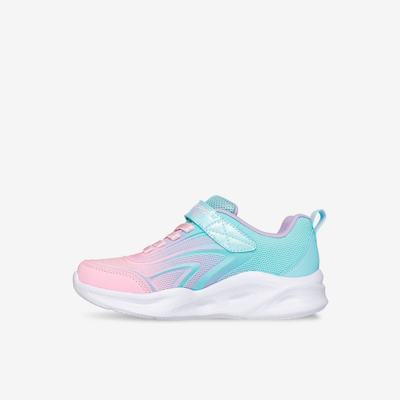 Skechers niña deportivas con luces | Rosa metalizado y velcro