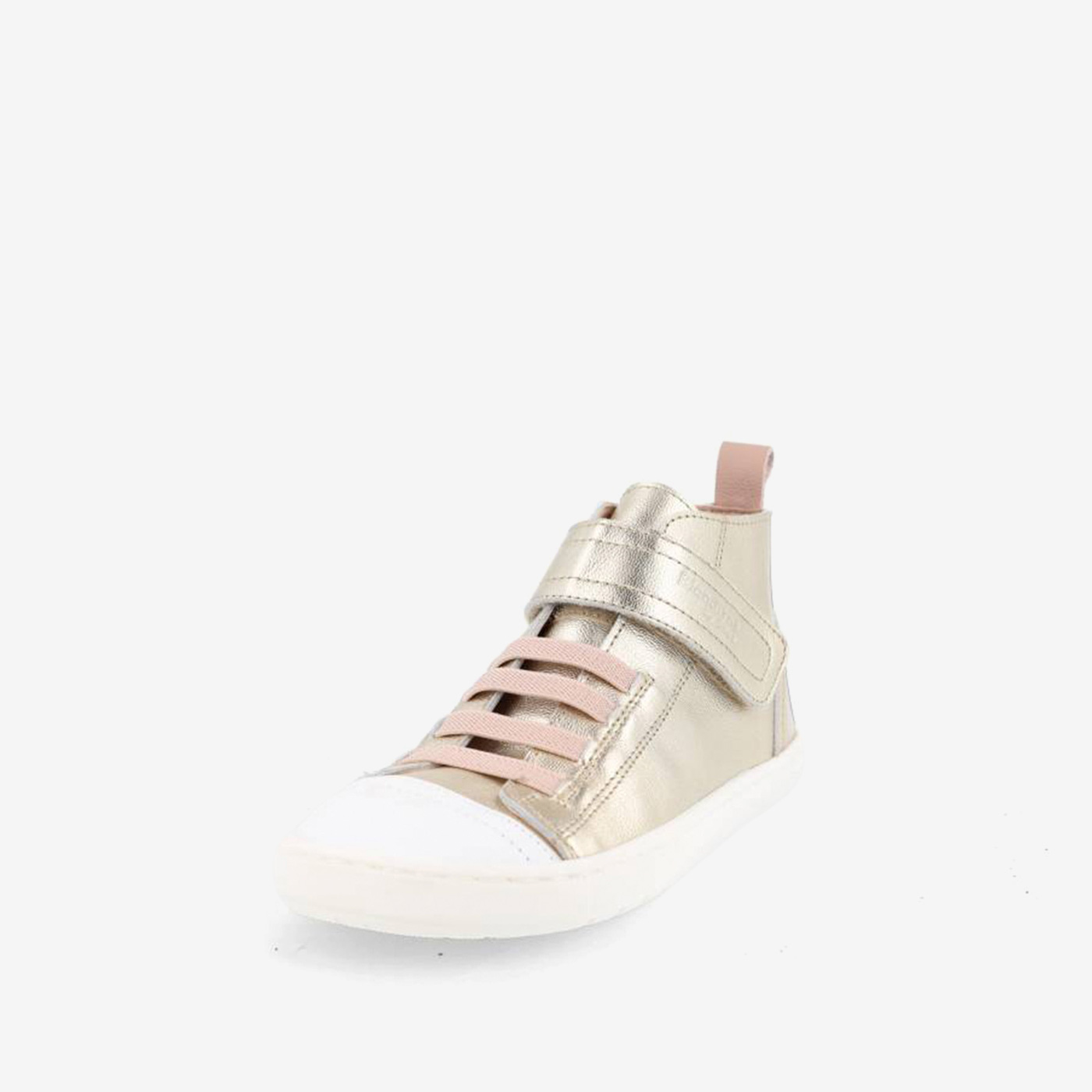 Blanditos bota respetuosa de niña dorada con velcro.