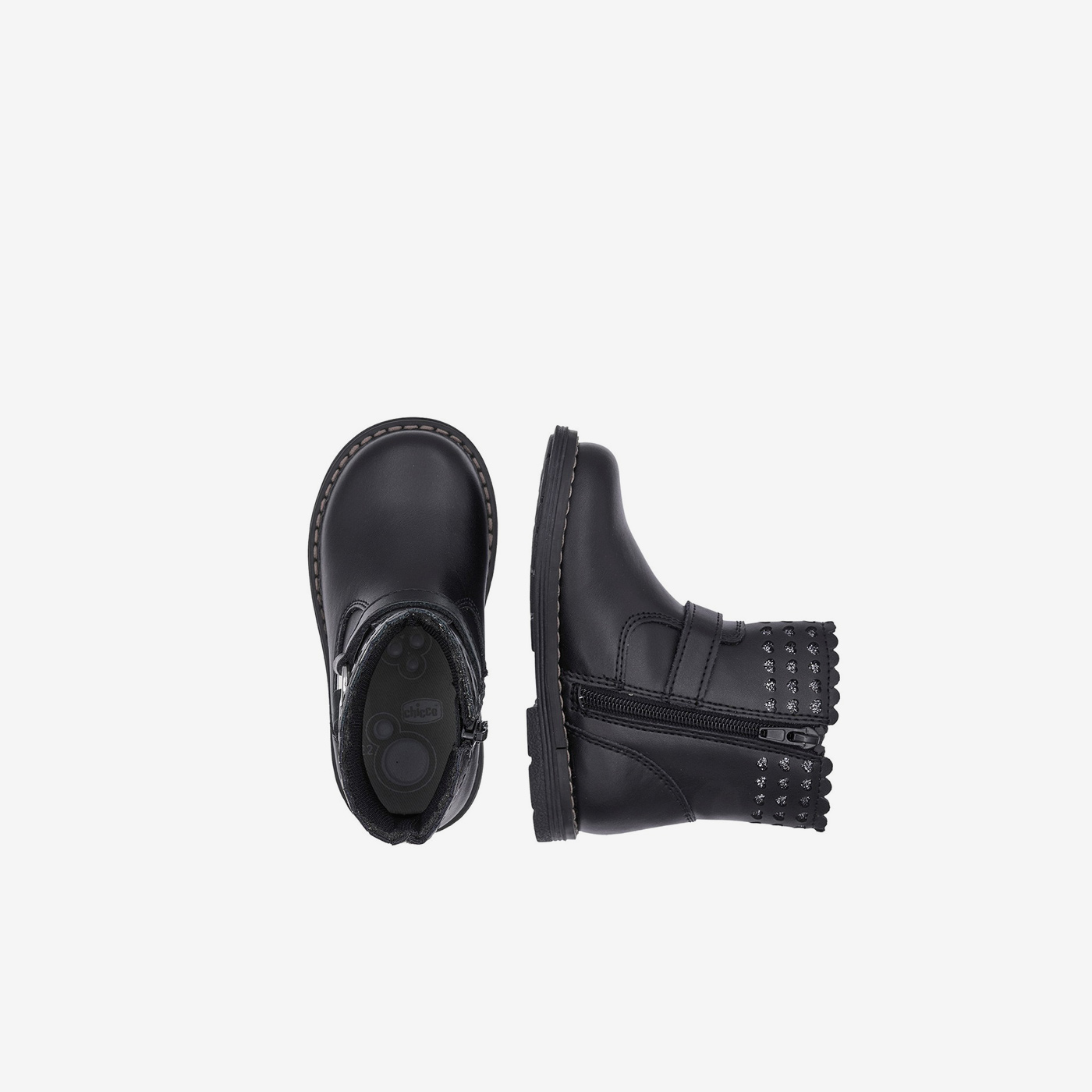 Bota niña Chicco negra cremallera y tachuelas
