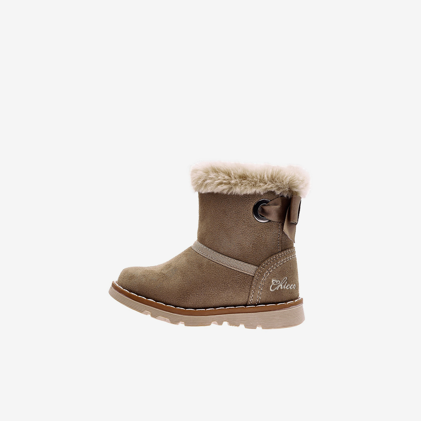 Bota niña Chicco beige con pelo y lazo cálida, cómoda y fácil de poner