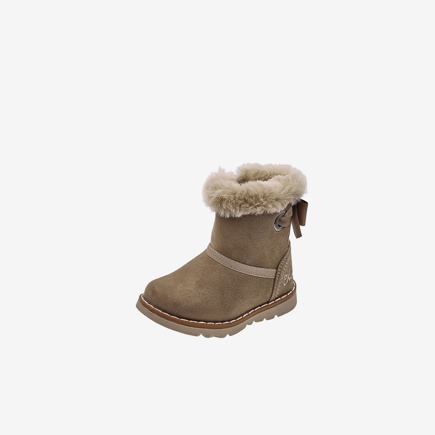 Bota niña Chicco beige con pelo y lazo cálida, cómoda y fácil de poner