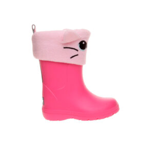 Bota de agua rosa de Isotoner con calcetín interno térmico estilo gatito. Flexible, divertida y cálida. Perfecta para días de lluvia con mucho estilo.