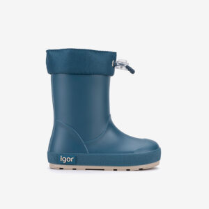 Botas de agua de Igor respetuosas, ligeras y con ajuste superior. En azul marino, ideales para charcos, parques y días de lluvia. Pies secos, juego libre.