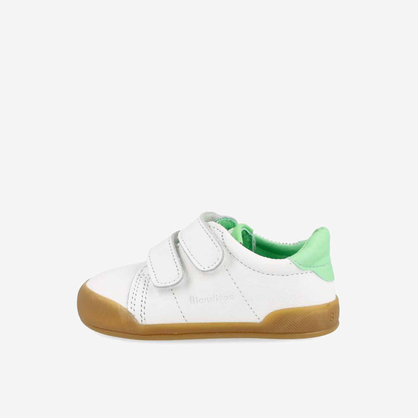 Deportiva respetuosa Blanditos blanca y verde | Sujeción y libertad para primeros pasos