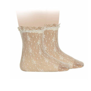Calcetines beige de encaje para niña