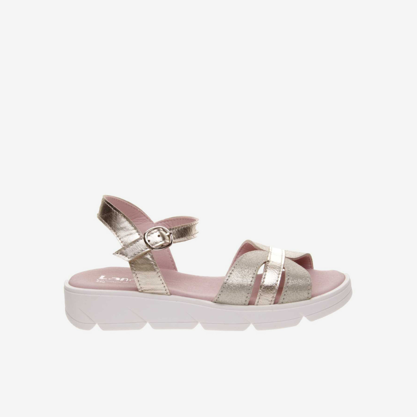 SANDALIA NIÑA LANDOS METALIZADA CON HEBILLA