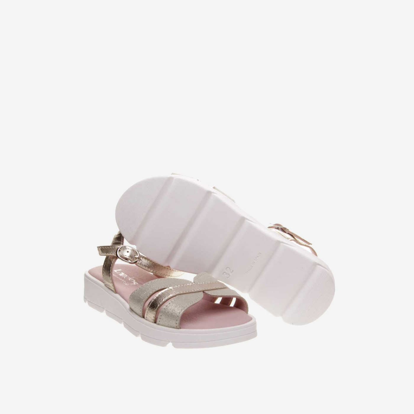 SANDALIA NIÑA LANDOS METALIZADA CON HEBILLA