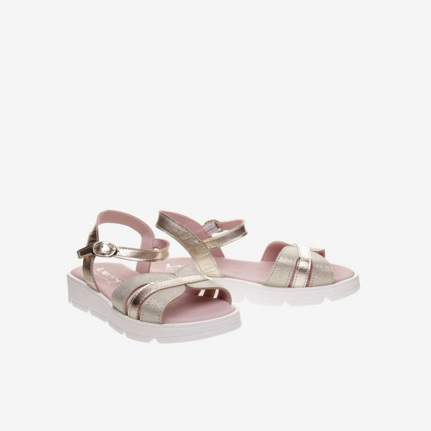 SANDALIA NIÑA LANDOS METALIZADA CON HEBILLA
