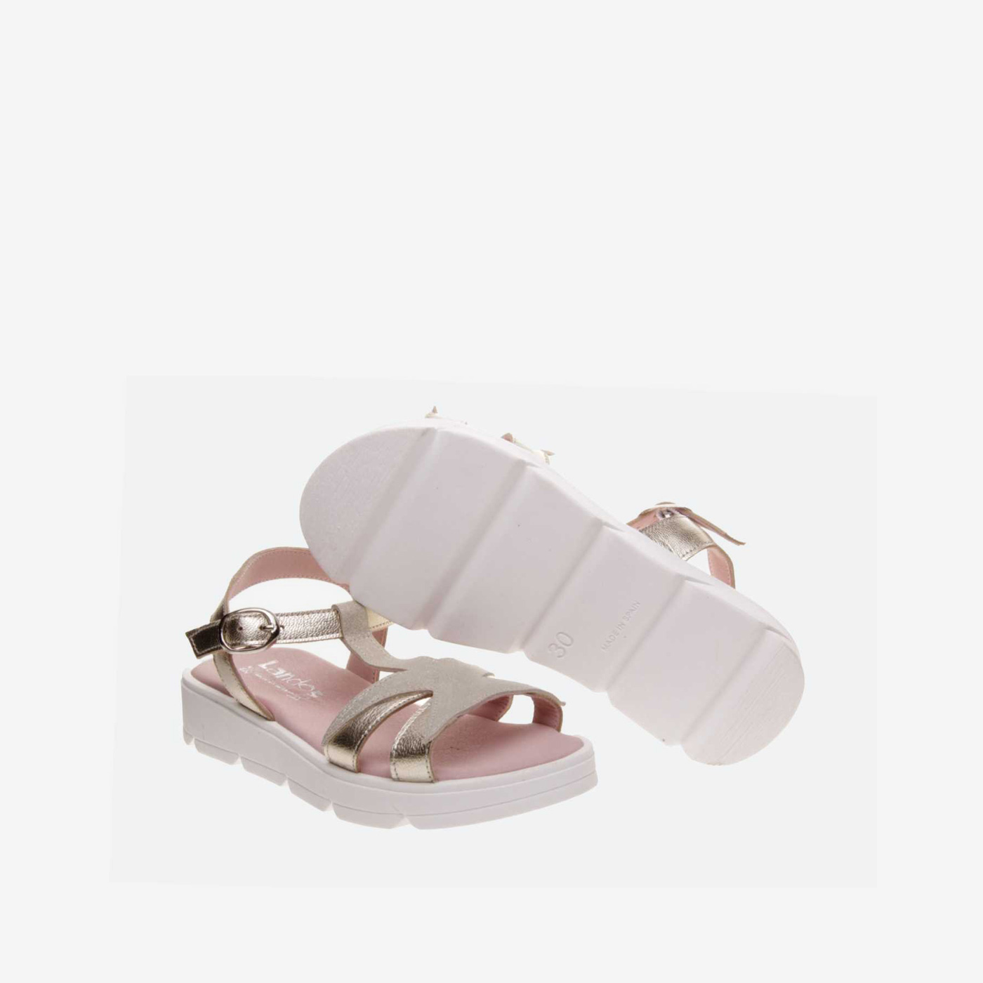 SANDALIA NIÑA LANDOS METALIZADA CON HEBILLA