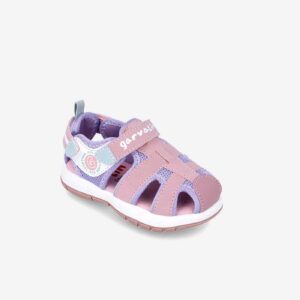Sandalia niña de Garvalin puntera reforzada en rosa y morada.