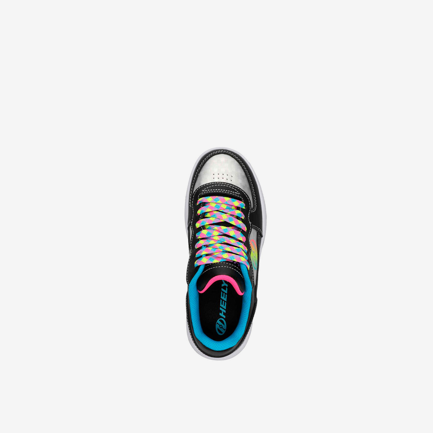 Heelys negras con rueda y cordones multicolor | Brilla rodando