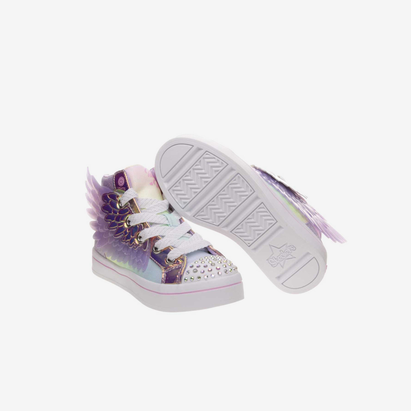 Bota de alas con luces de Skechers con cremallera y cordones.