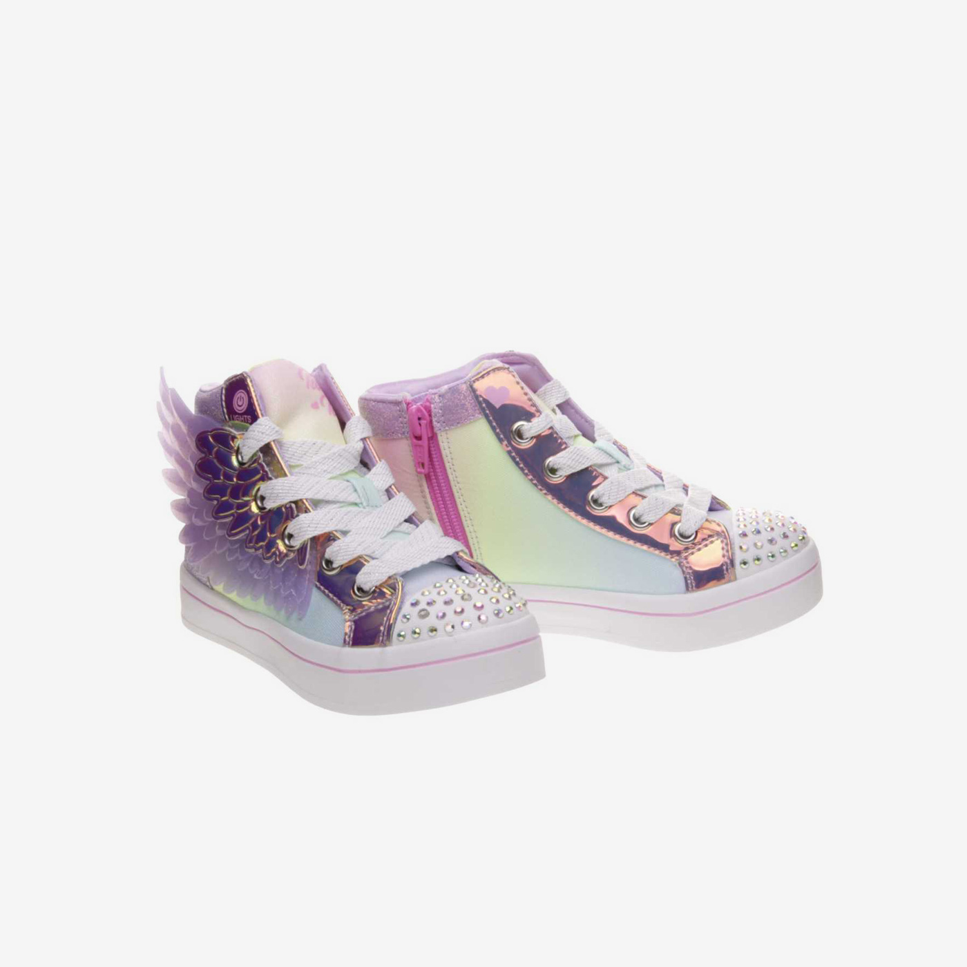 Bota de alas con luces de Skechers con cremallera y cordones.