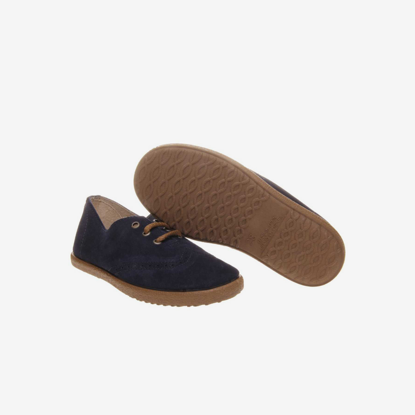 Zapato de niño en serraje azul con cordones de Batila