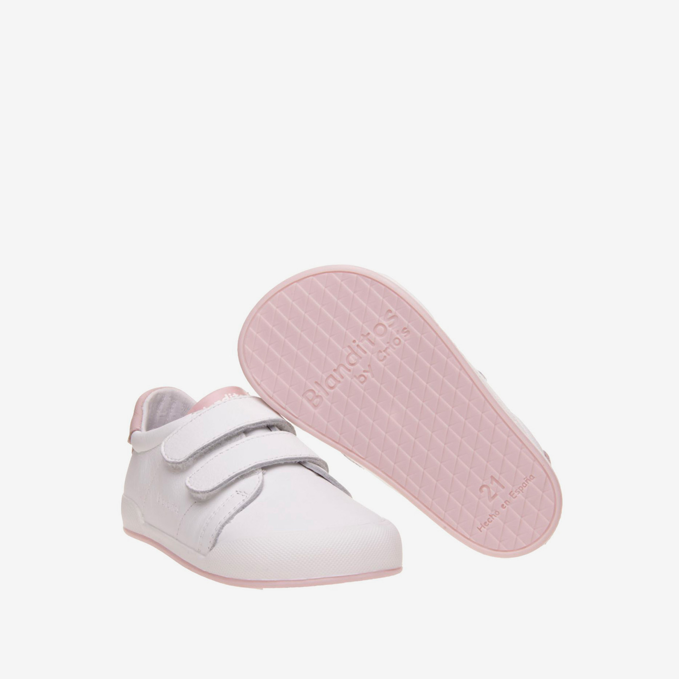 Blanditos deportivo respetuoso niña en blanco y rosa con velcro