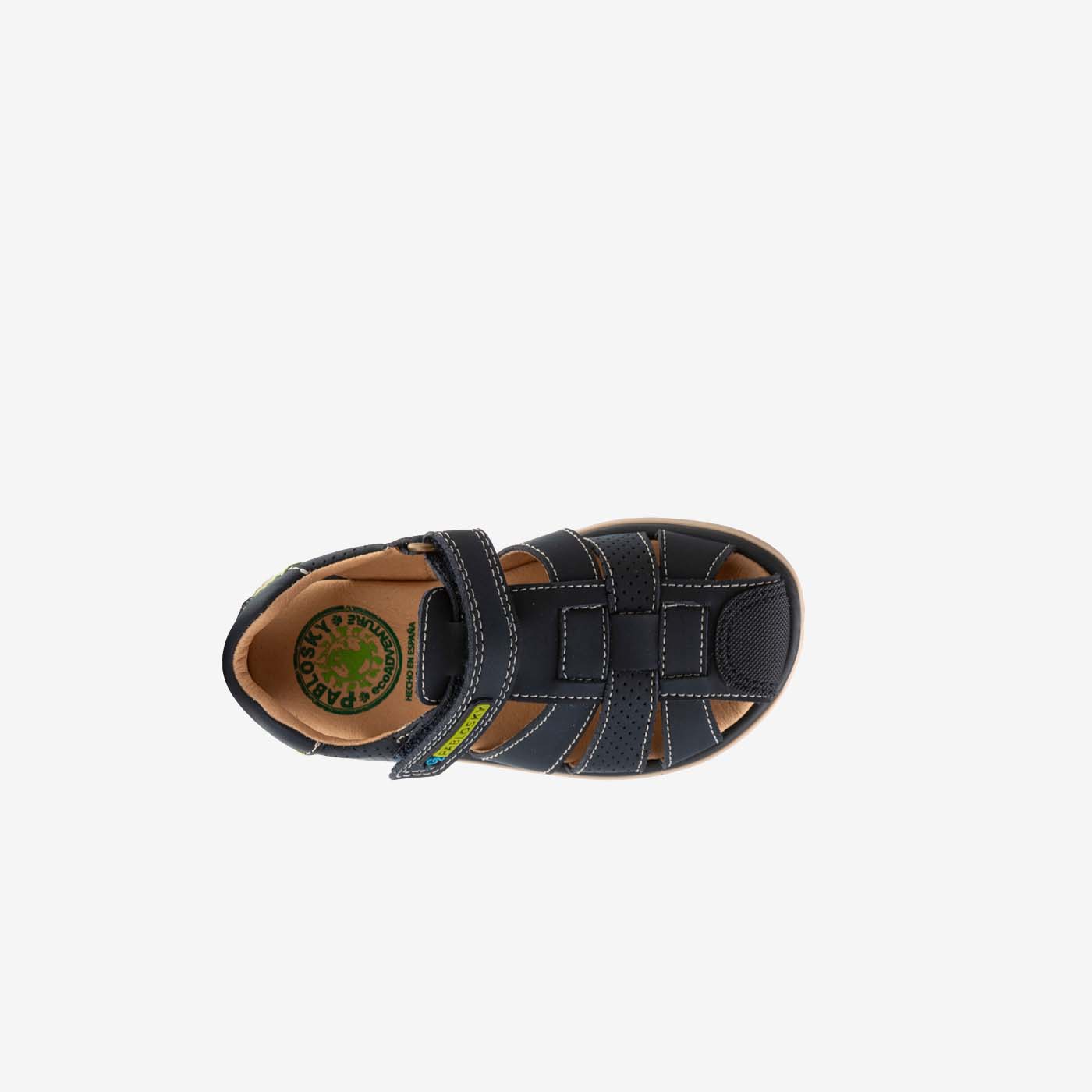 Sandalias de niño Pablosky casual con velcro y puntera reforzada toda de piel