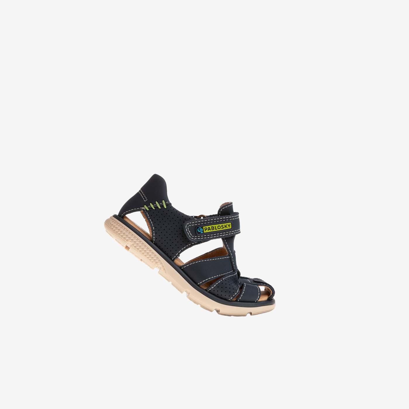 Sandalias de niño Pablosky casual con velcro y puntera reforzada toda de piel