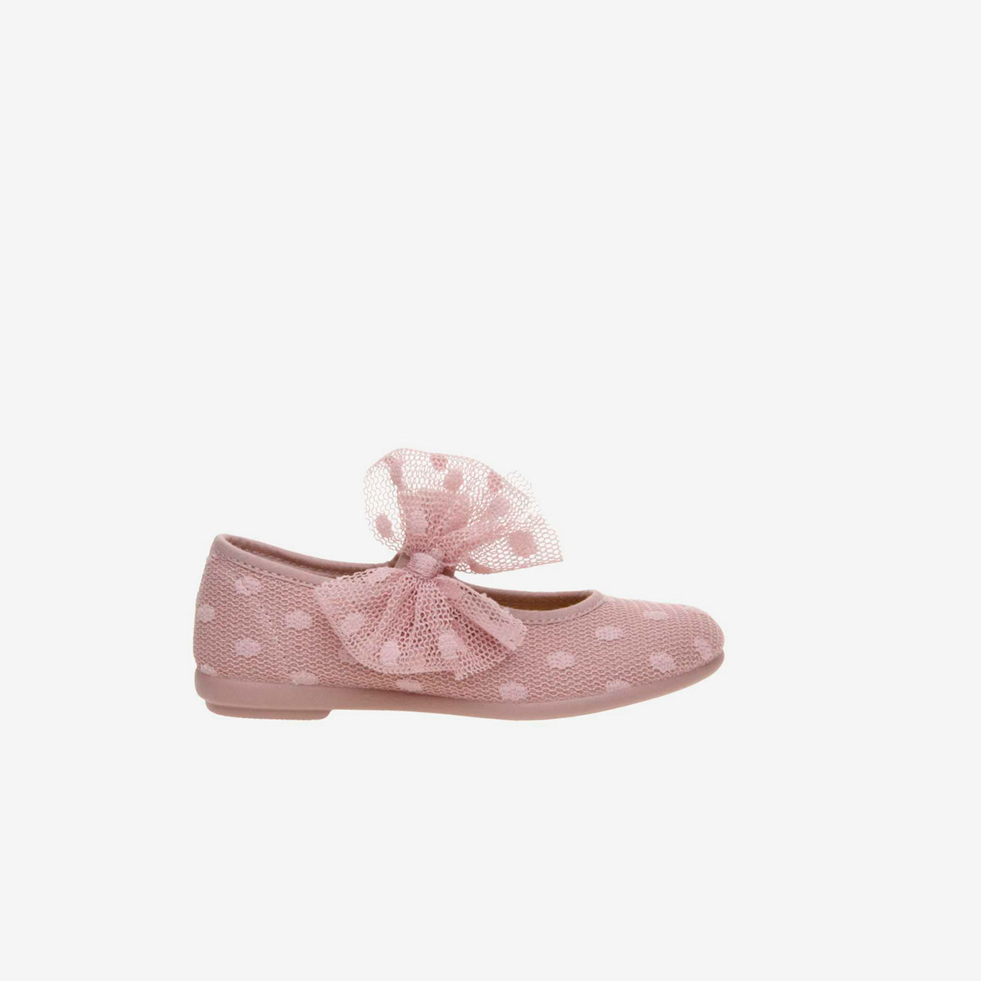 Merceditas de vestir de lona en color rosa con lazo decorativo