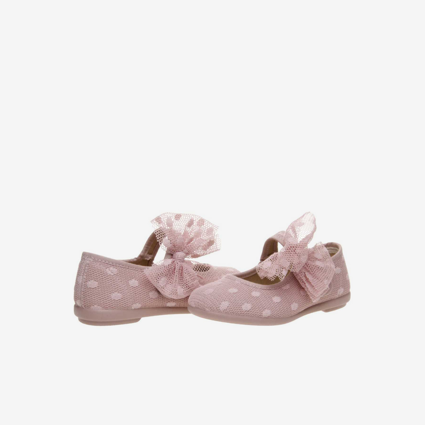 Merceditas de vestir de lona en color rosa con lazo decorativo