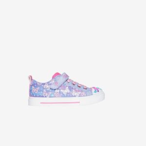 Skechers Lona azul con luces y detalles de mariposa