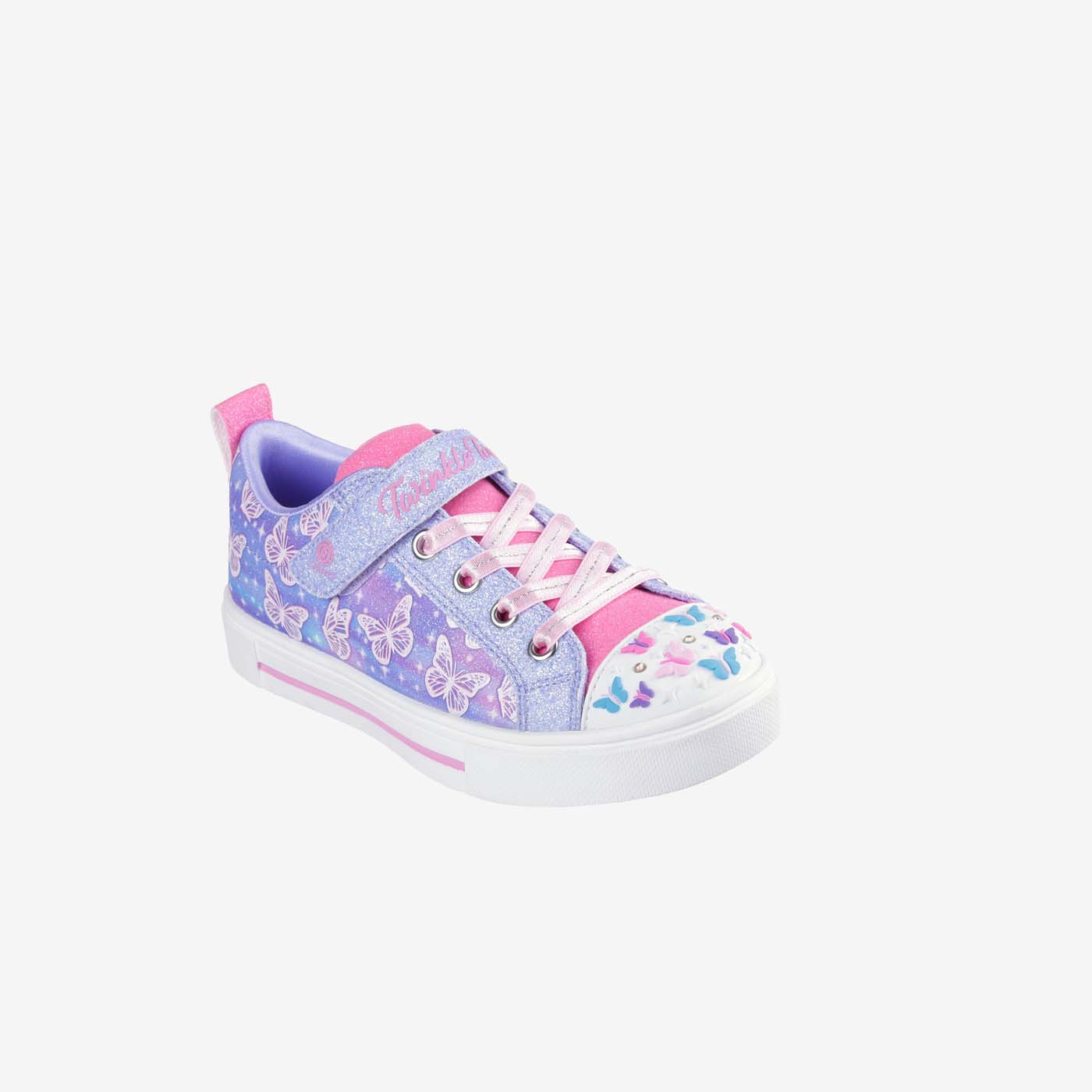 Skechers Lona azul con luces y detalles de mariposa