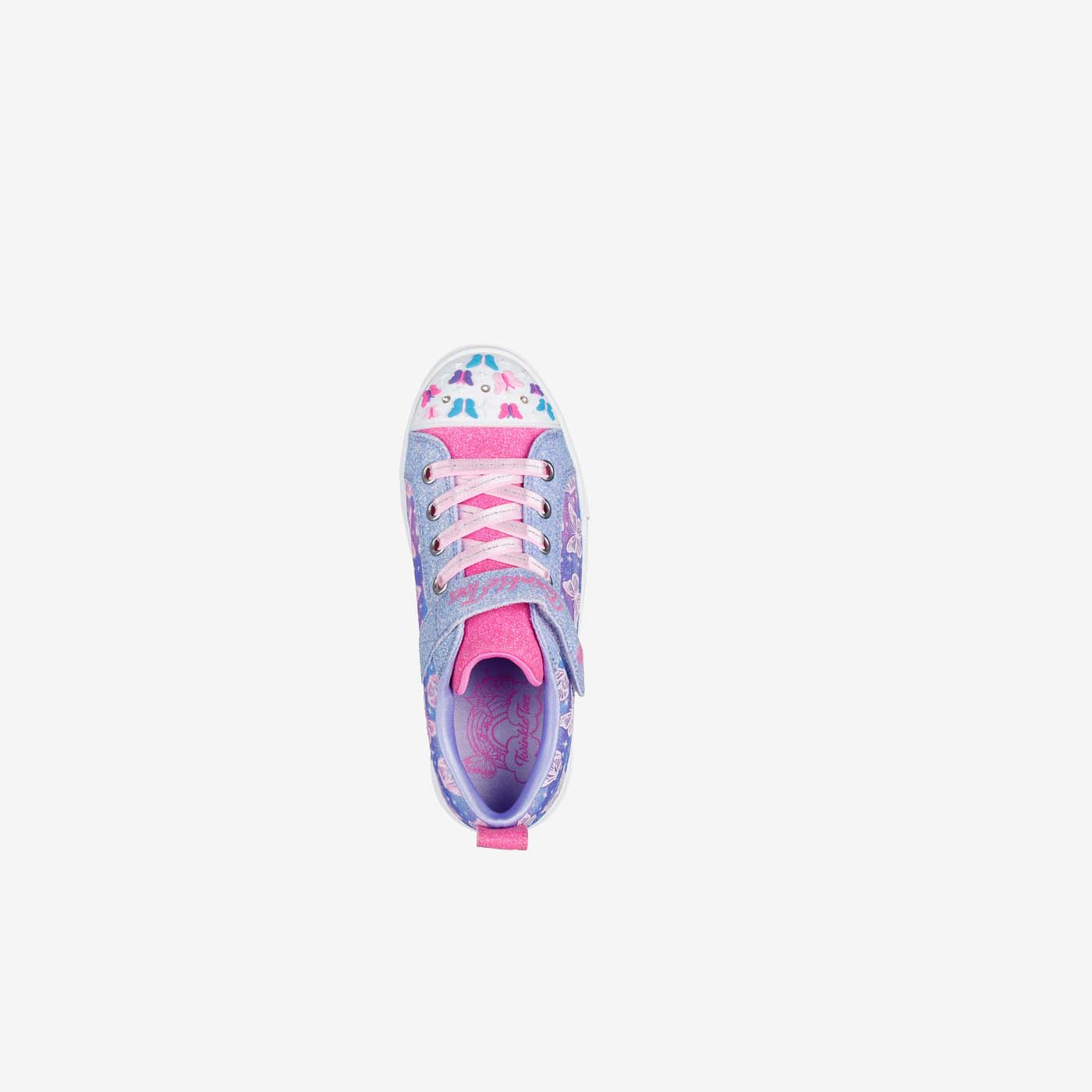 Skechers Lona azul con luces y detalles de mariposa