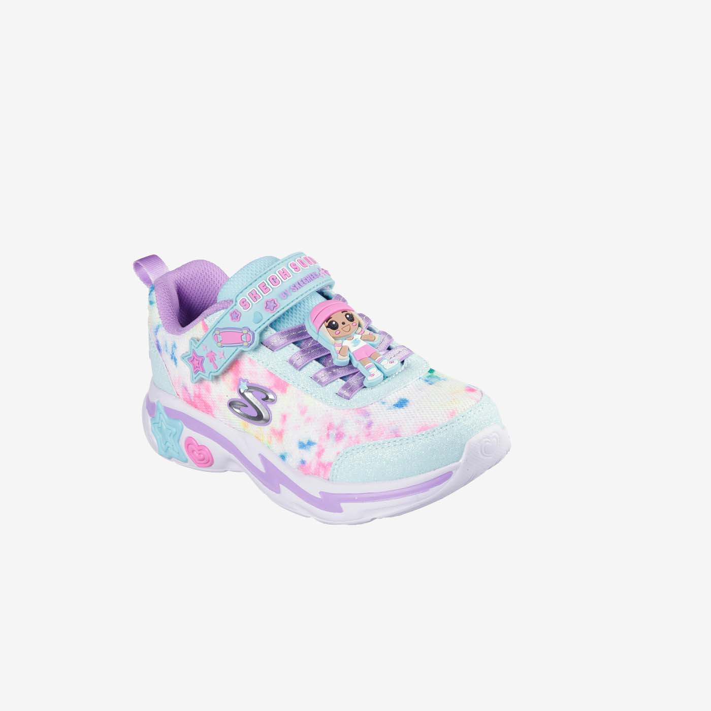 Deportivas Skechers para niña con velcro y luz en la suela