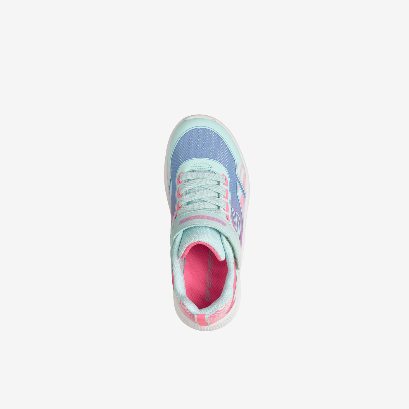 Skechers niña – Zapatillas deportiva en color turquesa con tonos rosas con cierre de velcro.