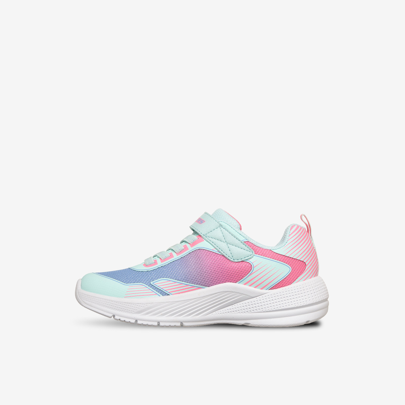 Skechers niña – Zapatillas deportiva en color turquesa con tonos rosas con cierre de velcro.